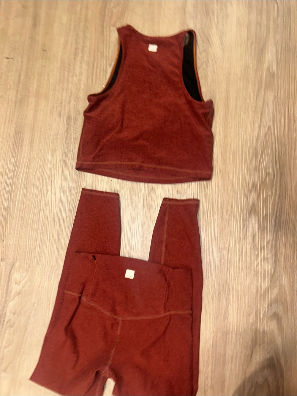 Vuori Rust Maroon Active Crop Tank & Leggings Set
